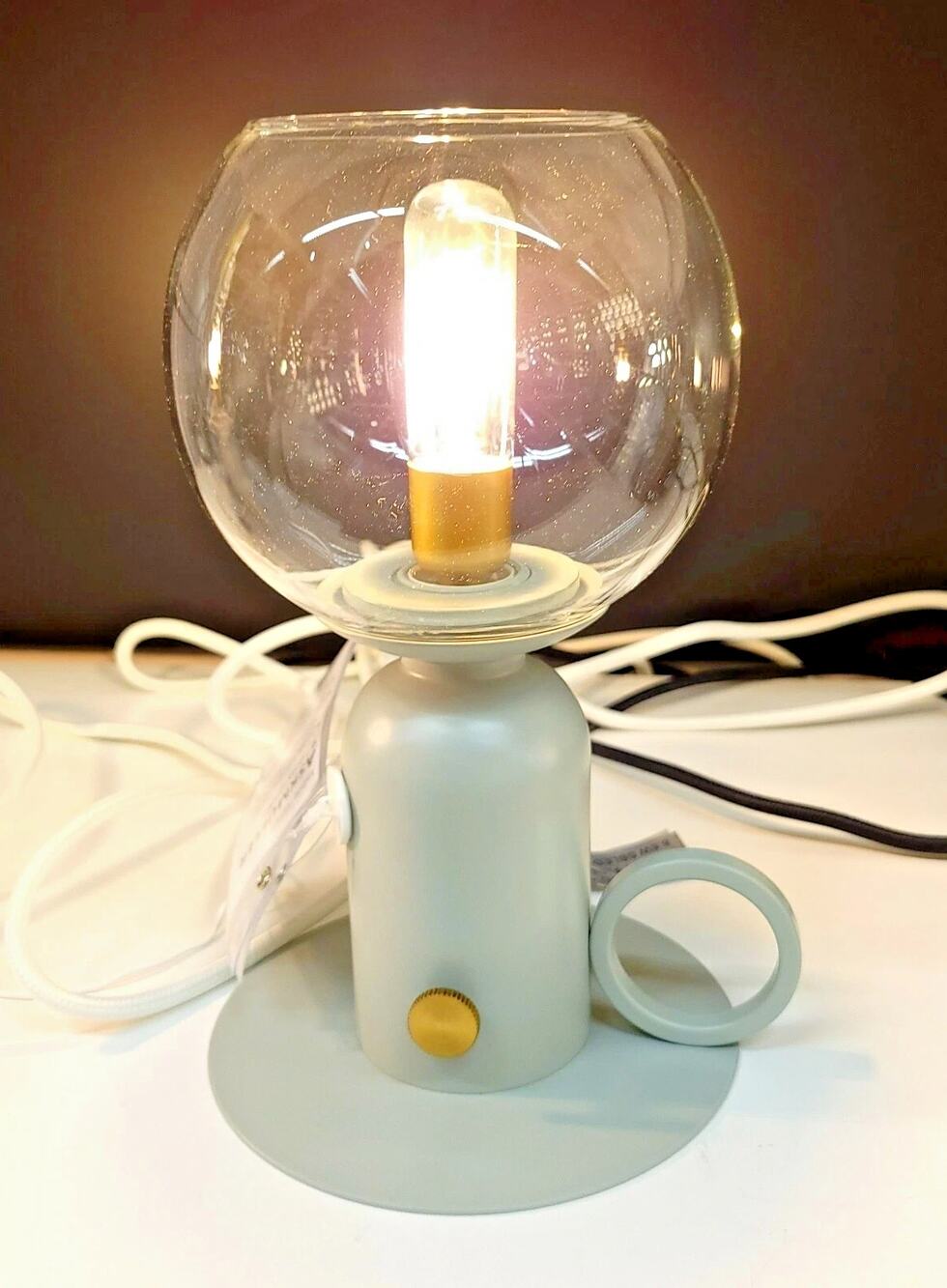 IKEA ASKMULLER Table Lamp Dimmable Green Gray 9" With LED Bulb -NEW